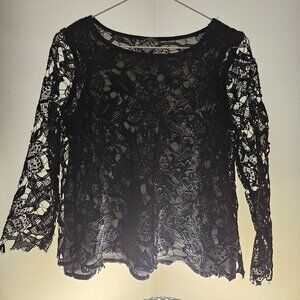 ZARA W&B Collection Sheer black shirt